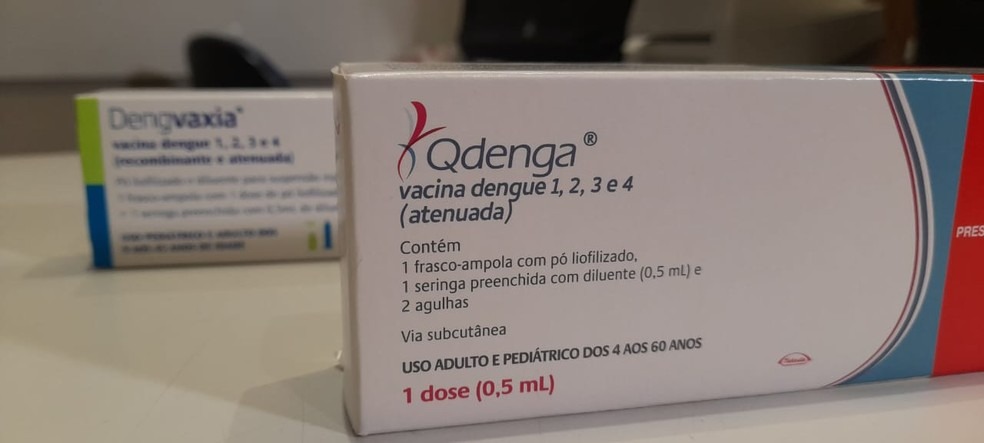 Vacinas Qdenga (nova) e Dengavaxia que são as autorizadas pela Anvisa para aplicação no Brasil - Foto: Vanessa Camilo/Inter TV Cabugi